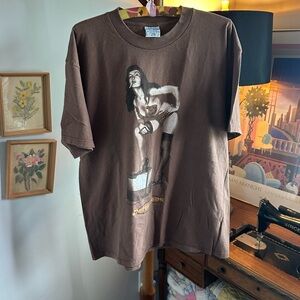 Vintage Bettie page Betty page smoking brown pinup tshirt